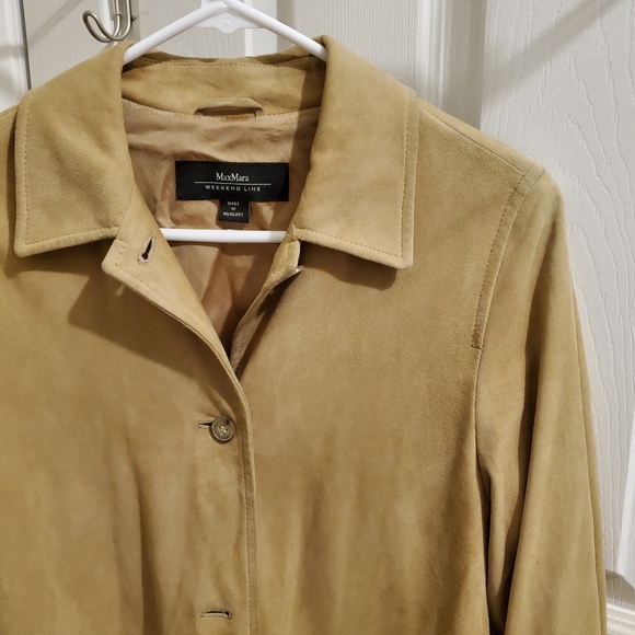 Maxmara weekend tan suede jacket sz 2 - Picture 10 of 16